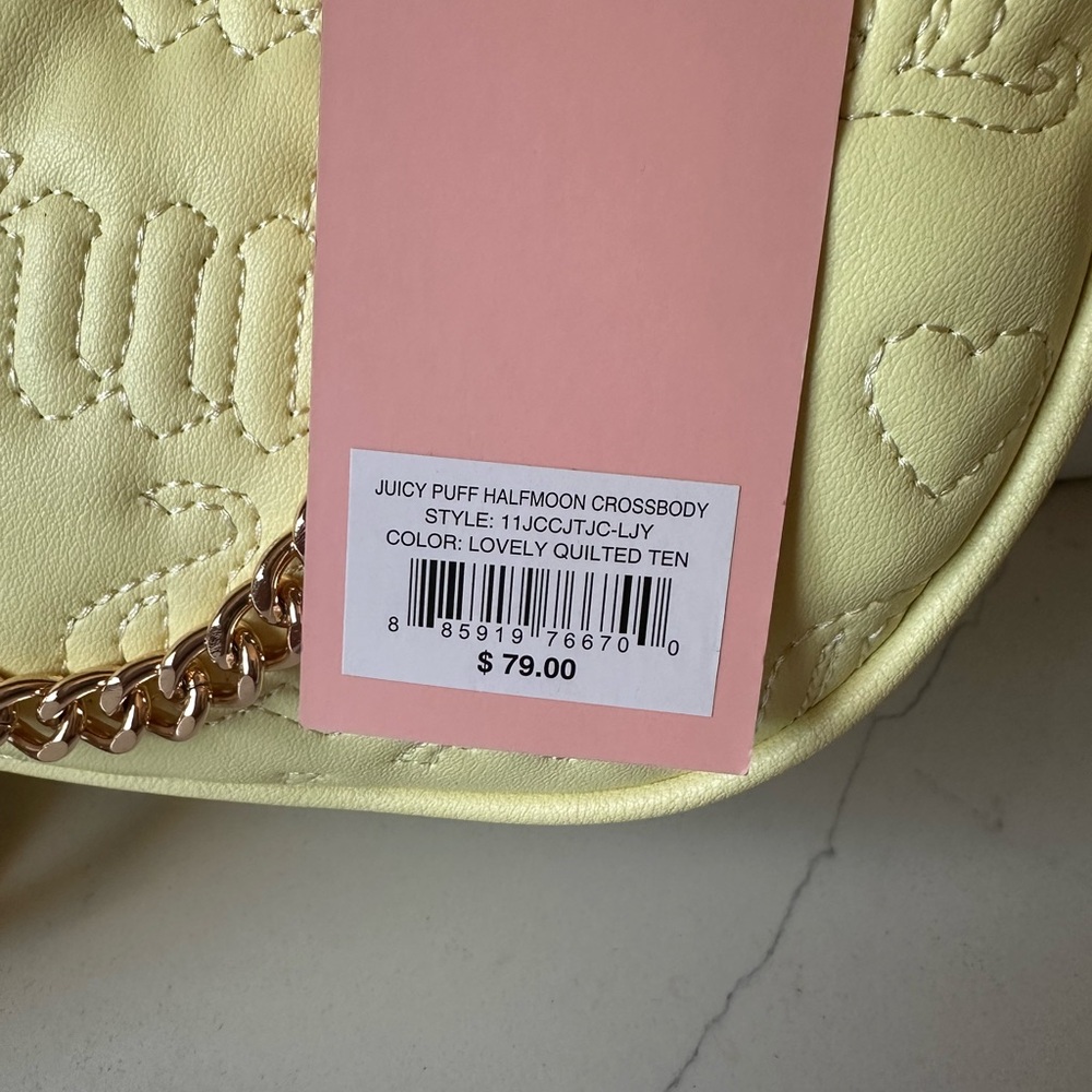 Juicy Couture Pale Yellow Quilted Shoulder Bag with Gold Chain - Picture 3 of 7